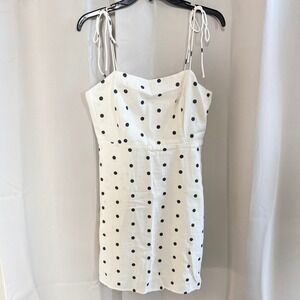 Old Navy White Blue Polka Dot Smocked Spaghetti Strap Mini Dress Medium 19513